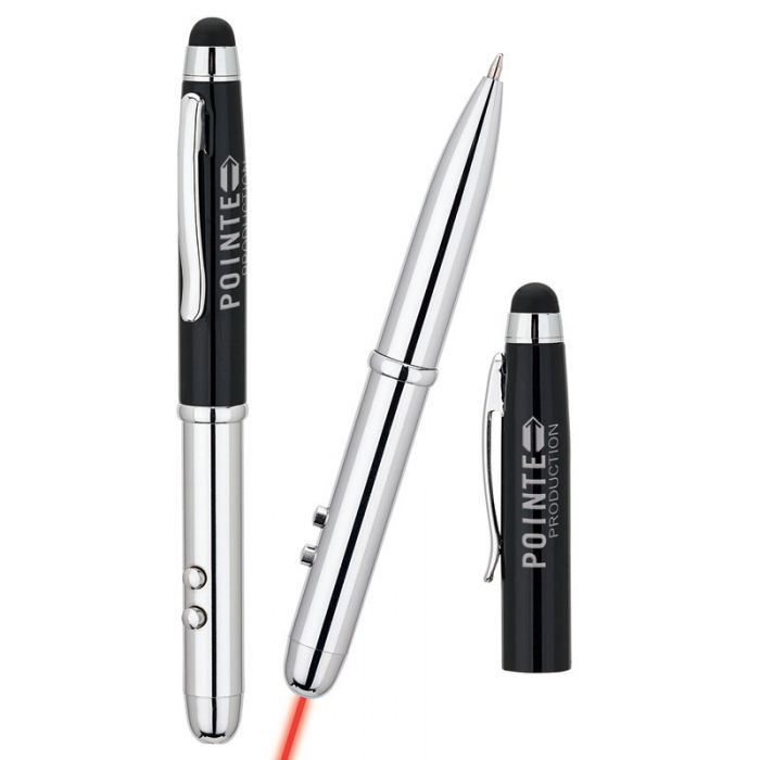 Wiskundige twaalf Scarp 4-in-1 Ballpoint Pen w/ Capacitive Stylus, LED Light & Laser Pointer