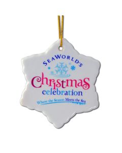 Snowflake shape ceramic ornament with full color imprint - ships in 3 days